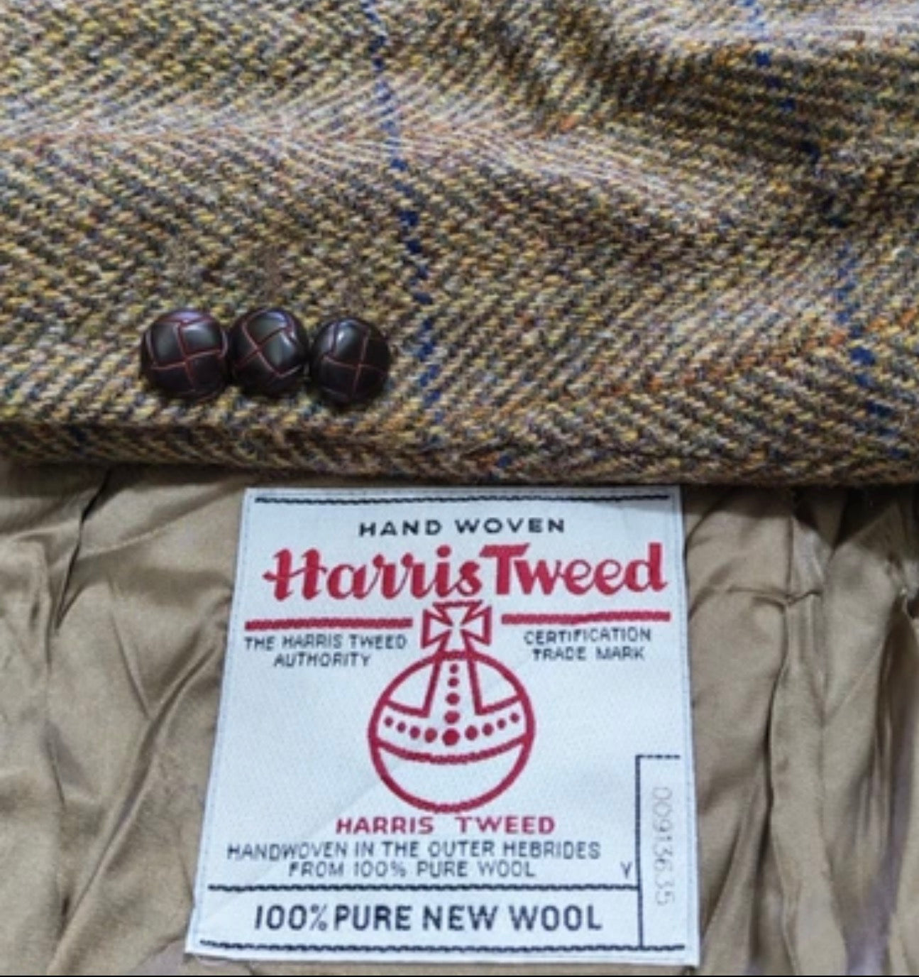 Vintage Harris Tweed handwoven pure wool Windowpane jacket blazer 48R 48L XL