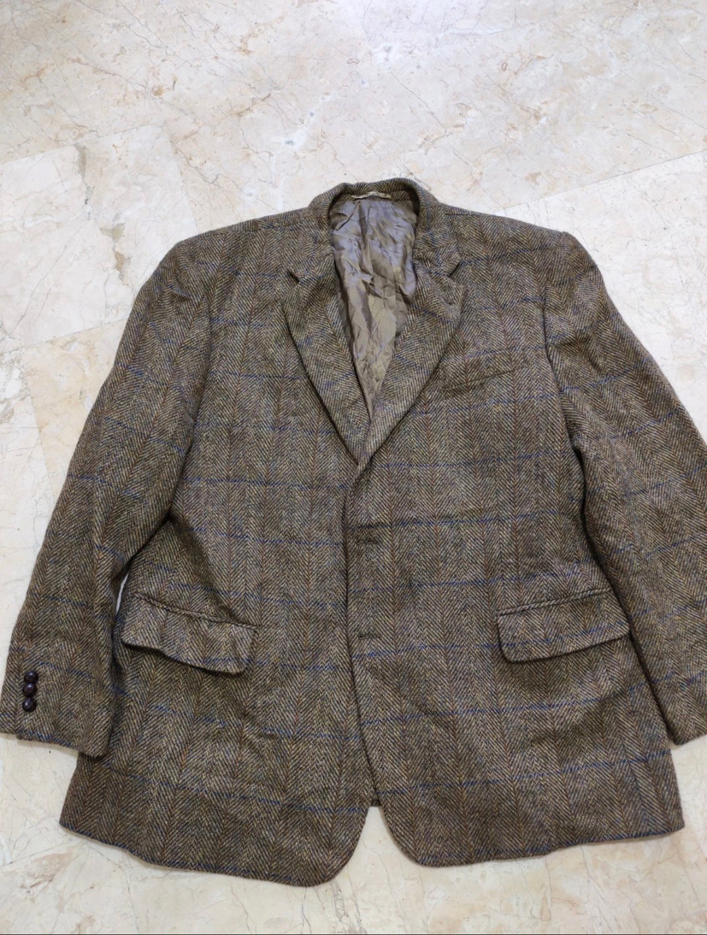 Vintage Harris Tweed handwoven pure wool Windowpane jacket blazer 48R 48L XL
