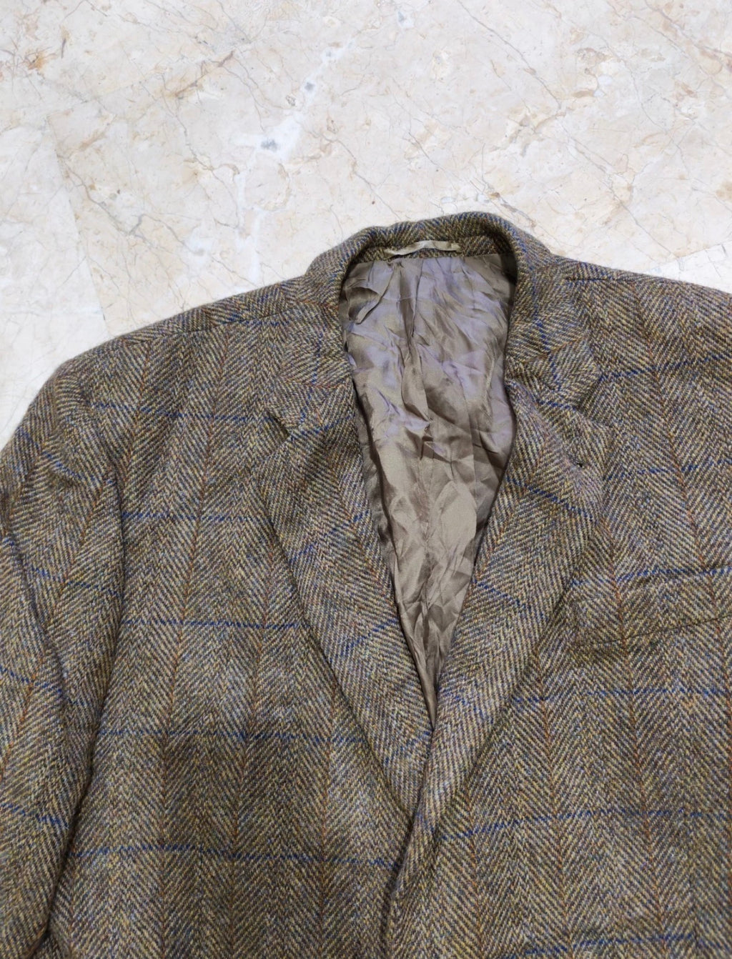 Vintage Harris Tweed handwoven pure wool Windowpane jacket blazer 48R 48L XL