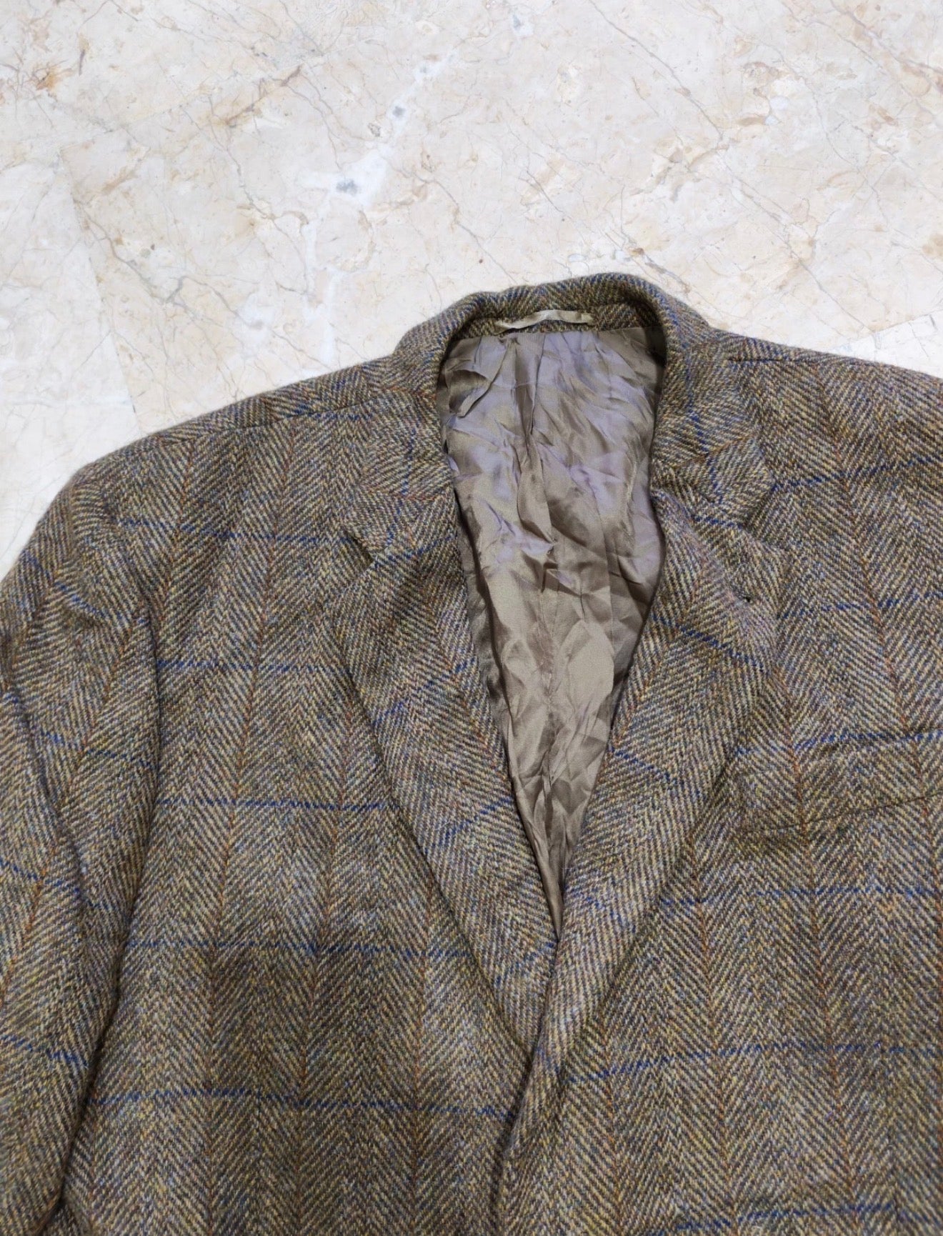 Vintage Harris Tweed handwoven pure wool Windowpane jacket blazer 48R 48L XL