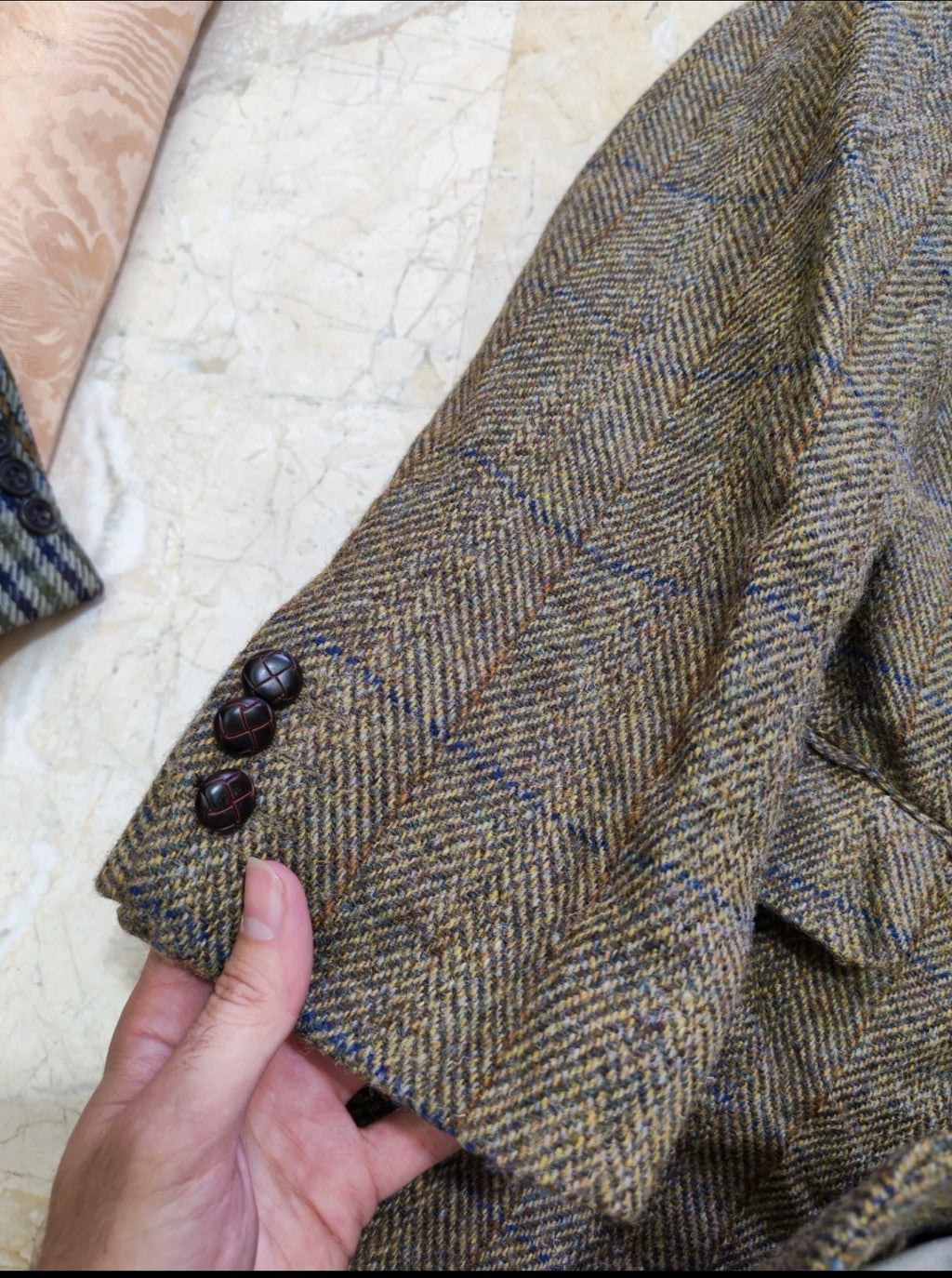 Vintage Harris Tweed handwoven pure wool Windowpane jacket blazer 48R 48L XL