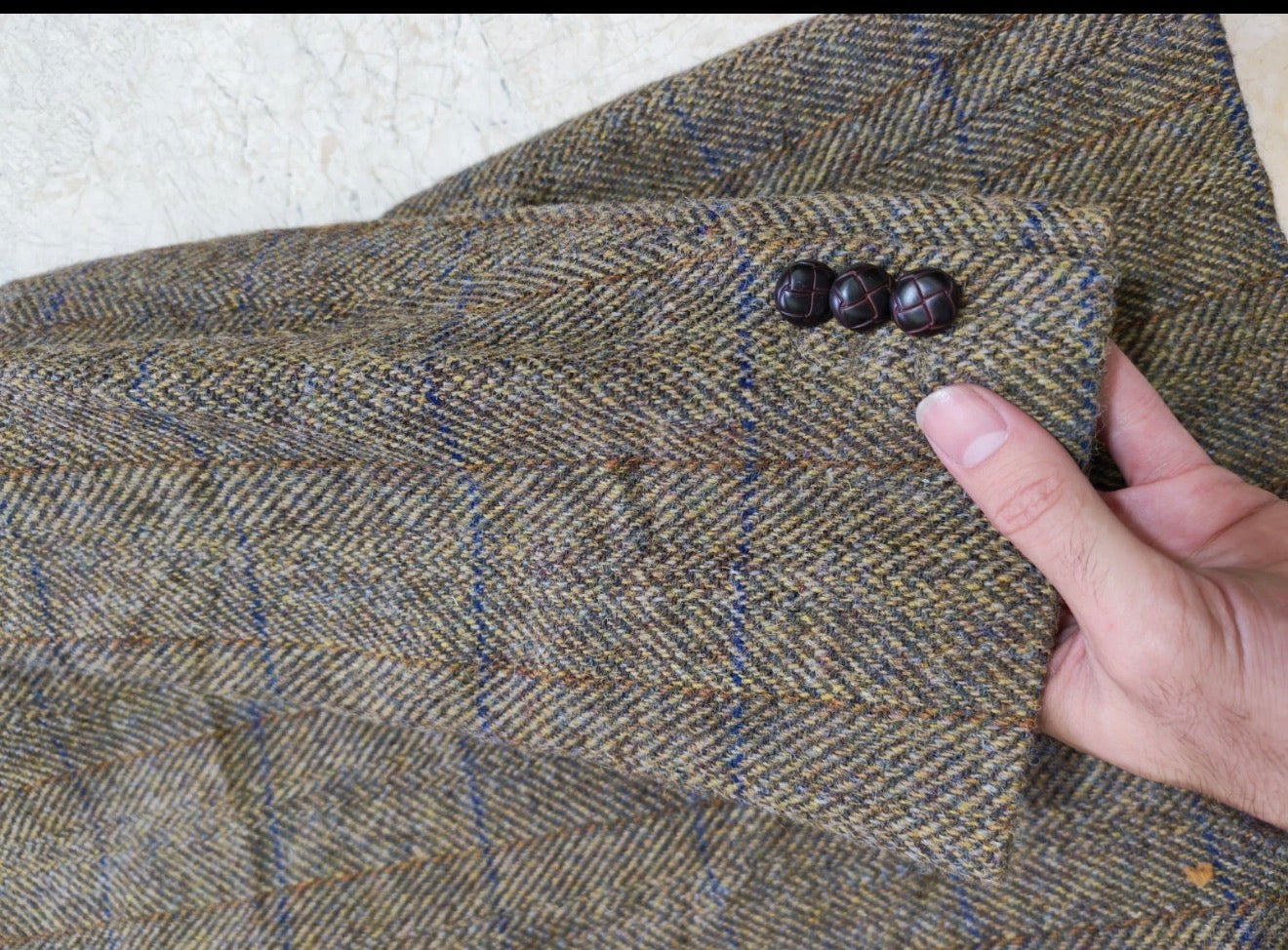 Vintage Harris Tweed handwoven pure wool Windowpane jacket blazer 48R 48L XL