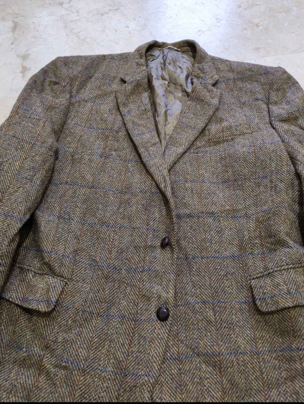 Vintage Harris Tweed handwoven pure wool Windowpane jacket blazer 48R 48L XL