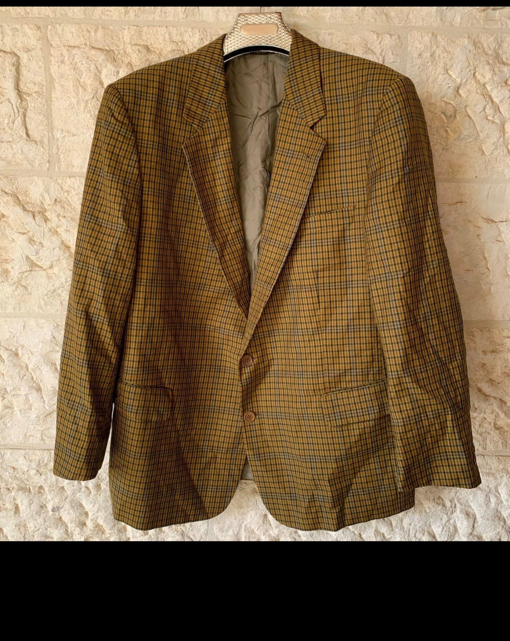 Vintage Dressler all worsted wool plaid brown classic jacket blazer 46R XL