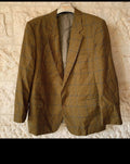 Vintage Dressler all worsted wool plaid brown classic jacket blazer 46R XL