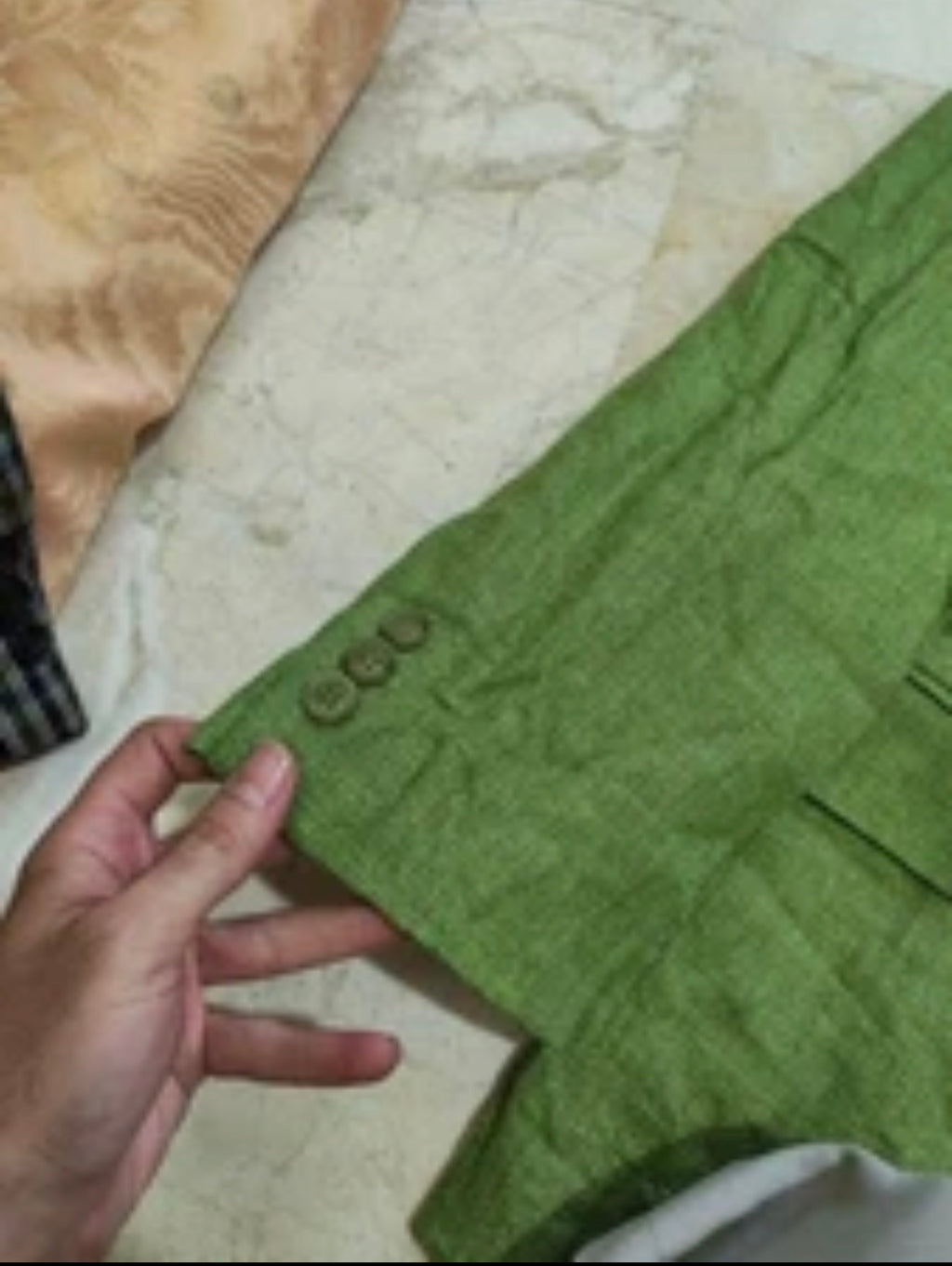 Vintage Linen blend Classic unique green summer jacket blazer 42R