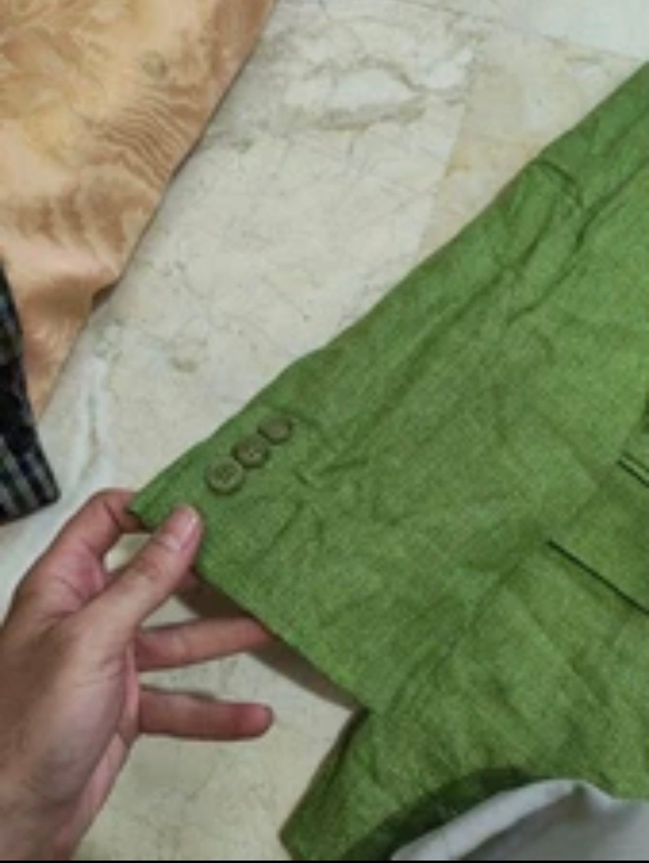 Vintage Linen blend Classic unique green summer jacket blazer 42R