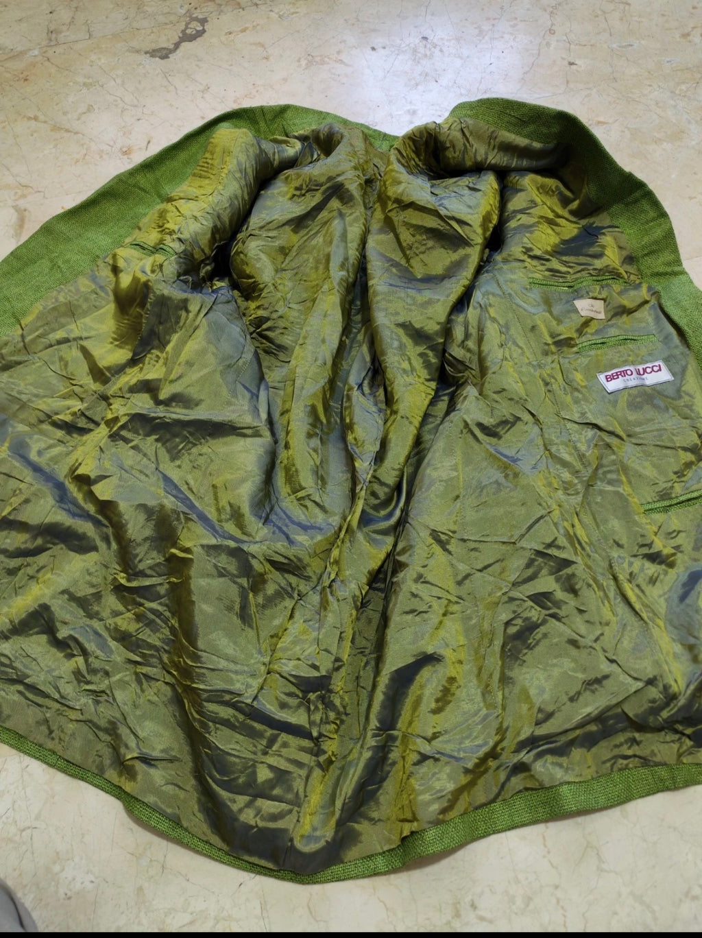 Vintage Linen blend Classic unique green summer jacket blazer 42R