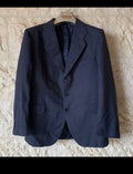 1970s Vintage handtailored pure wool classic birdseye navy jacket blazer 40R 40S