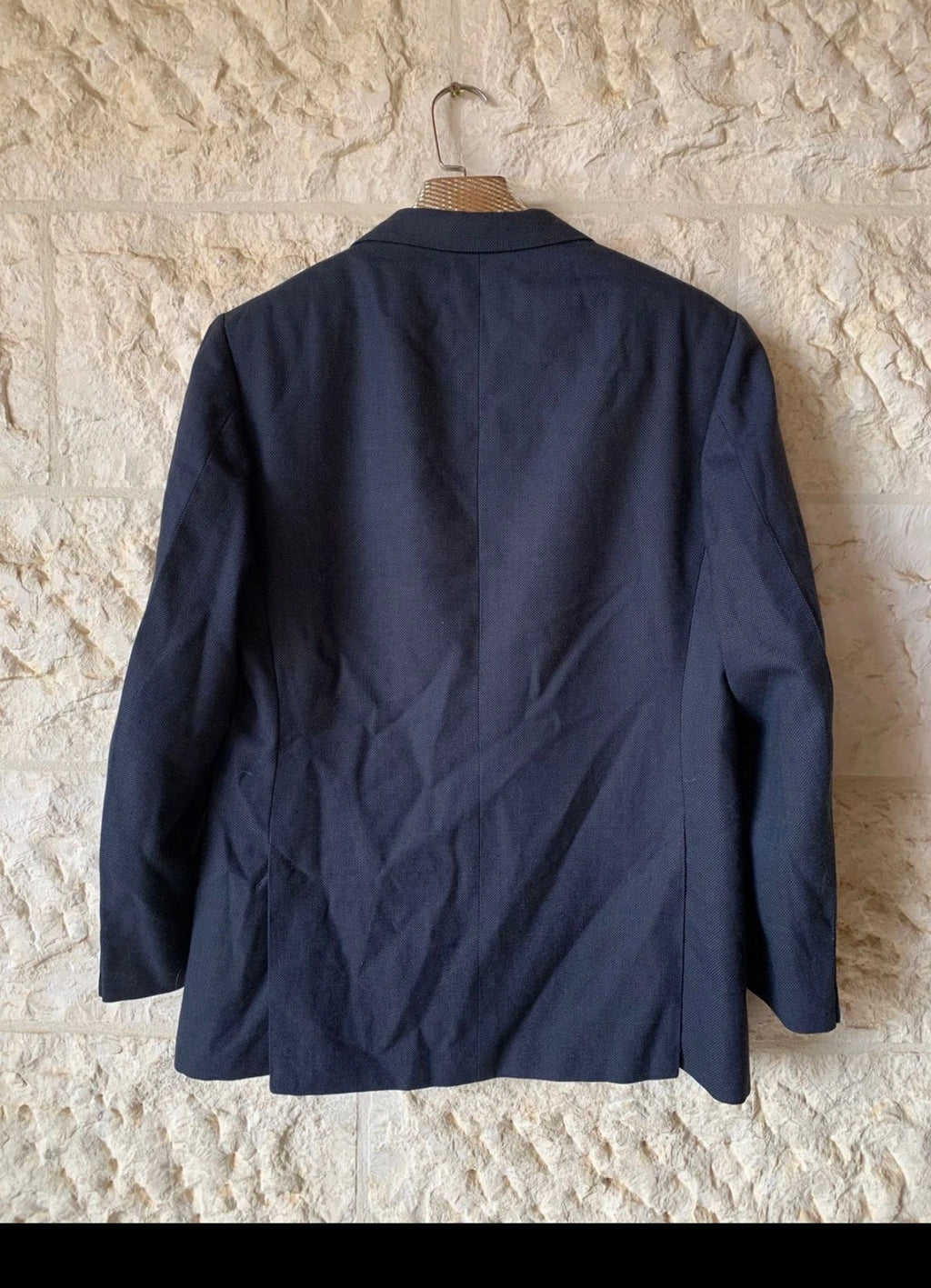 1970s Vintage handtailored pure wool classic birdseye navy jacket blazer 40R 40S