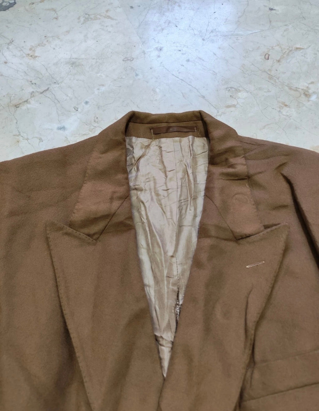 Vintage cashmere wool double breasted classic gangster brown jacket blazer 40R