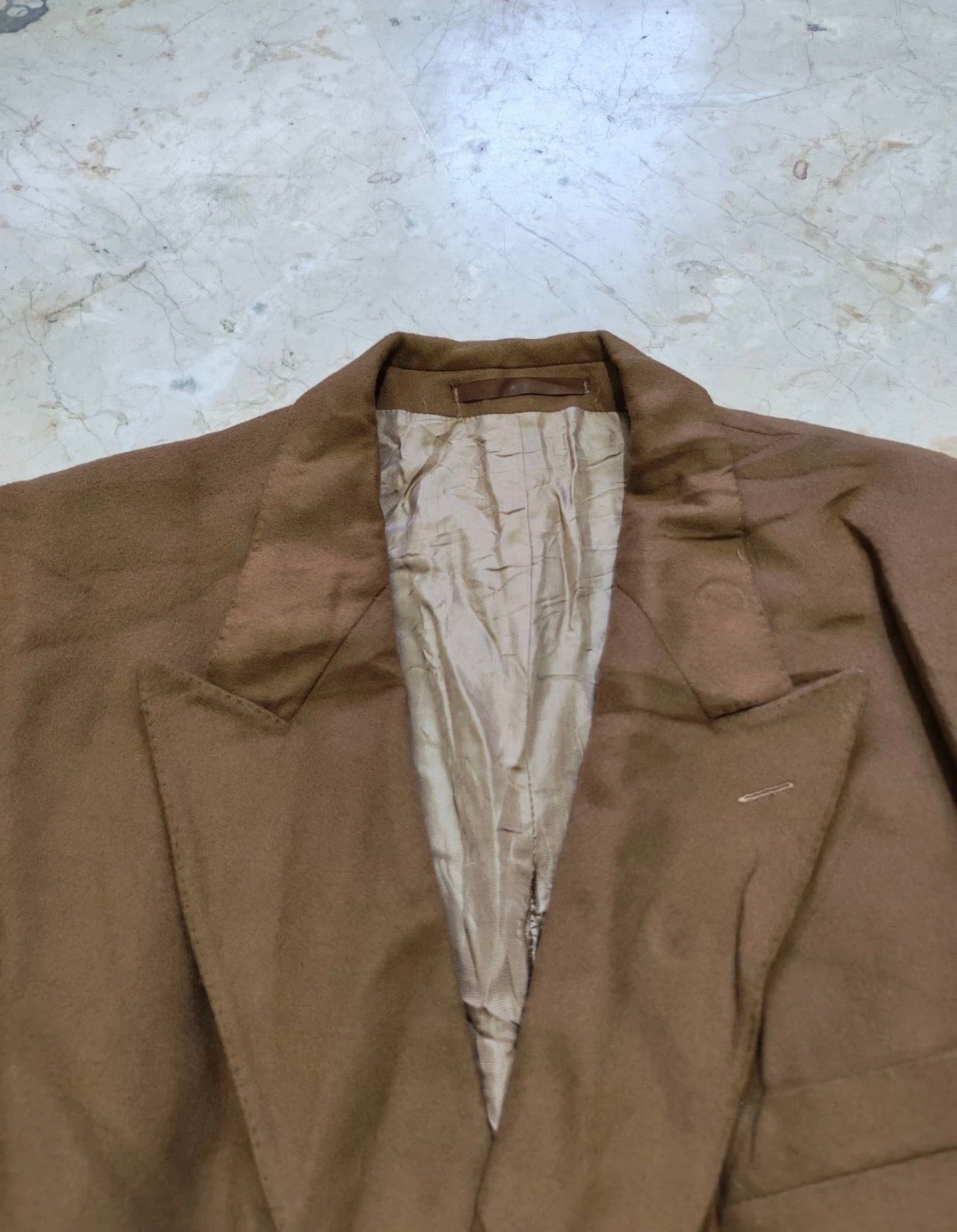 Vintage cashmere wool double breasted classic gangster brown jacket blazer 40R