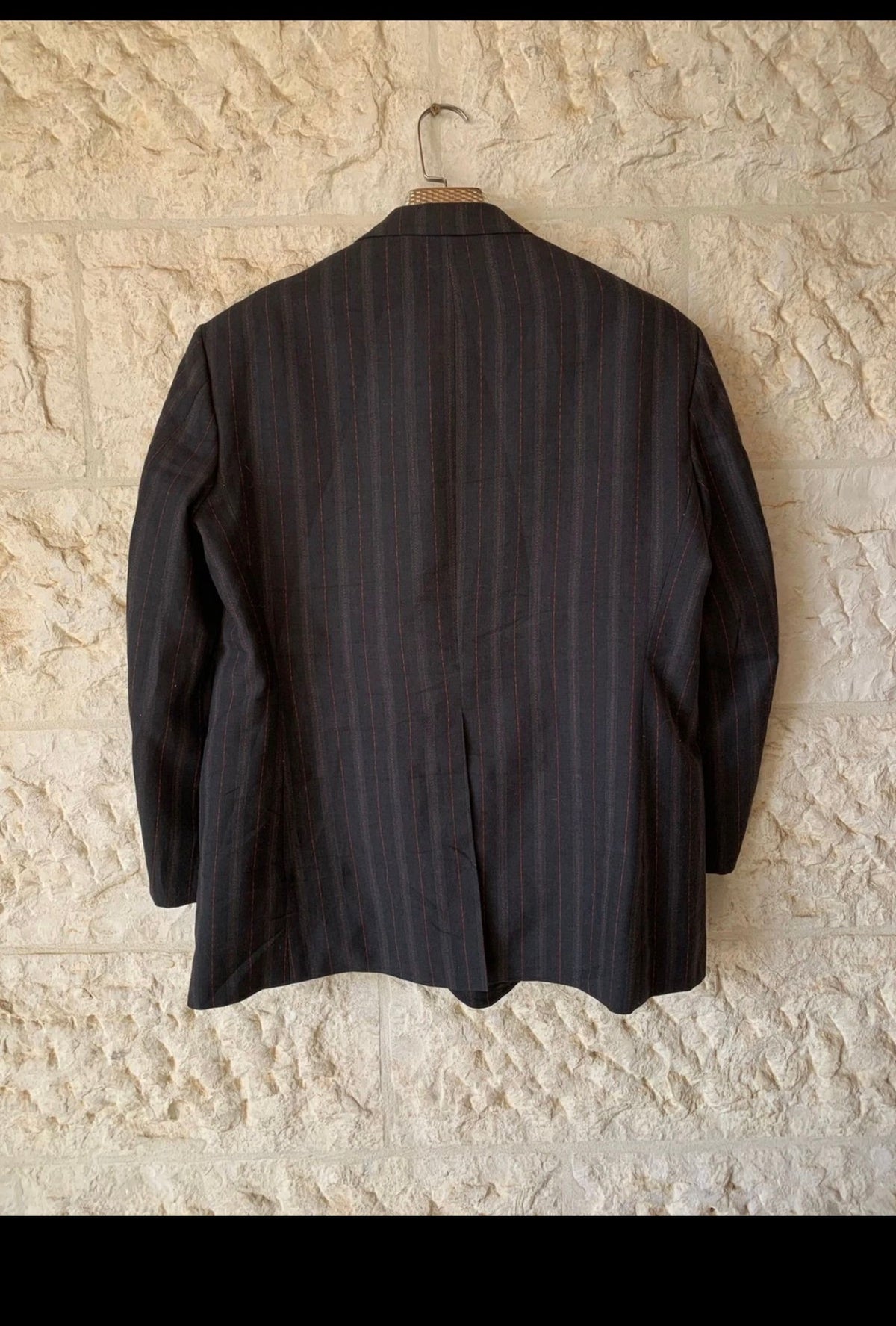 1970s vintage all worsted wool classic striped suit jacket blazer 44R 44S