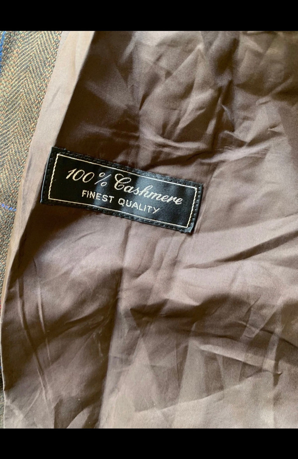 Vintage 100% pure cashmere Windowpane brown classic jacket blazer 44R