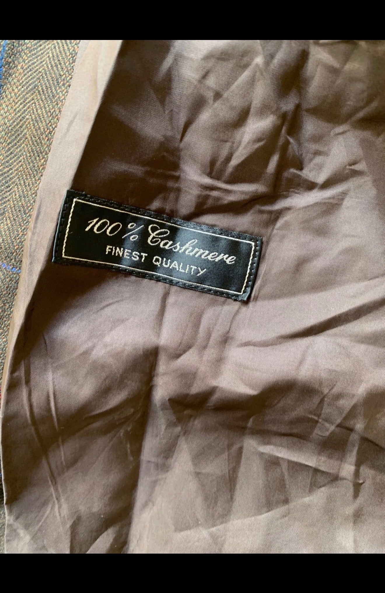 Vintage 100% pure cashmere Windowpane brown classic jacket blazer 44R