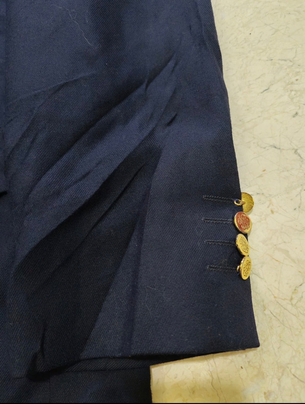 Vintage Magee pure wool double breasted gold button navy jacket blazer 42R