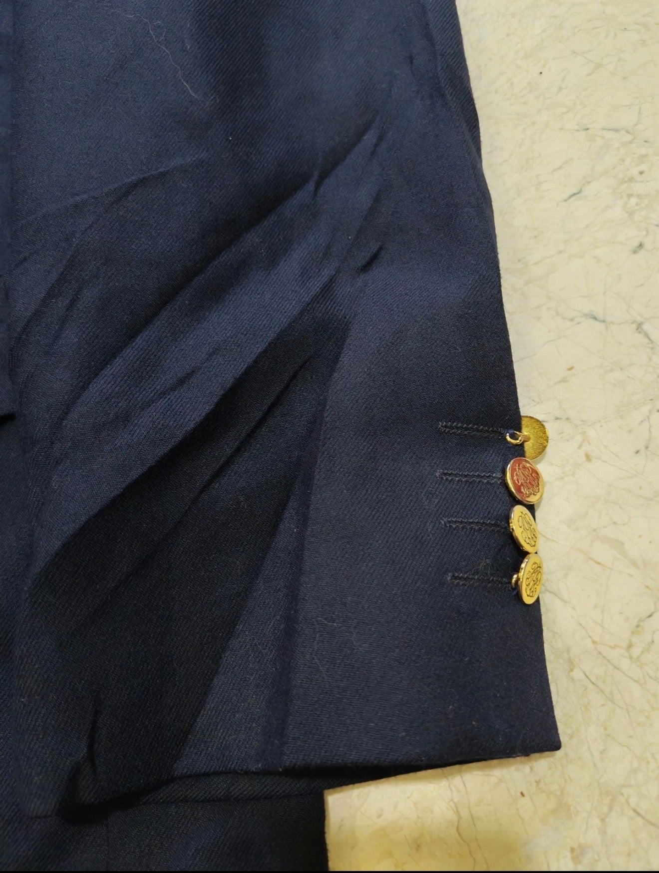 Vintage Magee pure wool double breasted gold button navy jacket blazer 42R