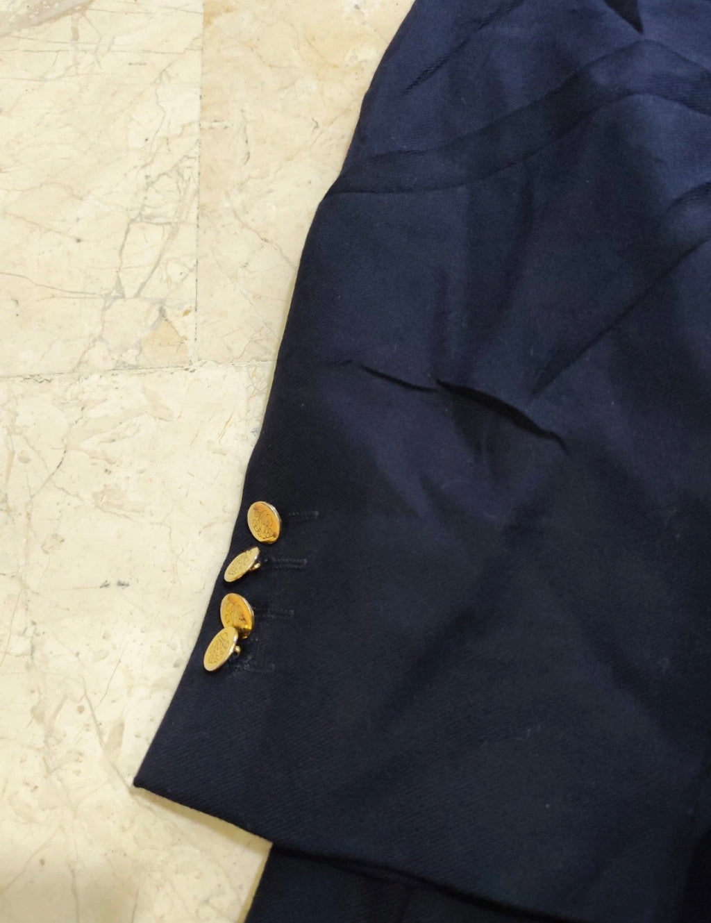 Vintage Magee pure wool double breasted gold button navy jacket blazer 42R