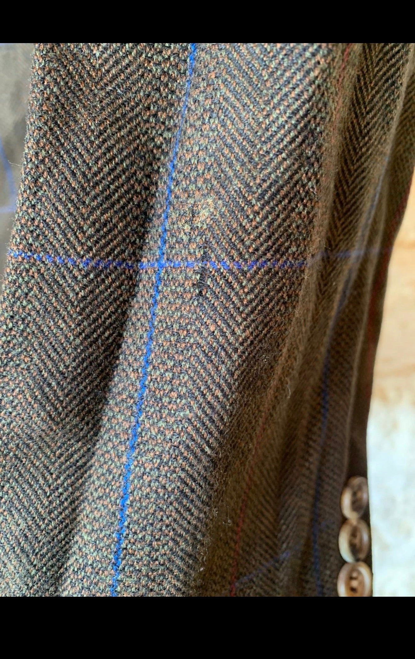 Vintage 100% pure cashmere Windowpane brown classic jacket blazer 44R