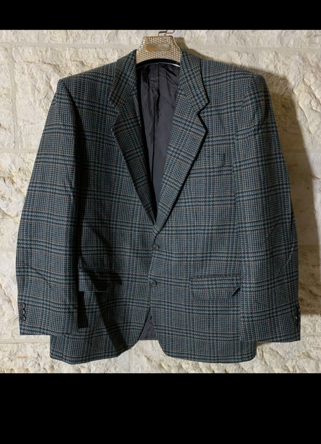 Vintage Walbusch Wool Cashmere classic glen check jacket blazer 42R