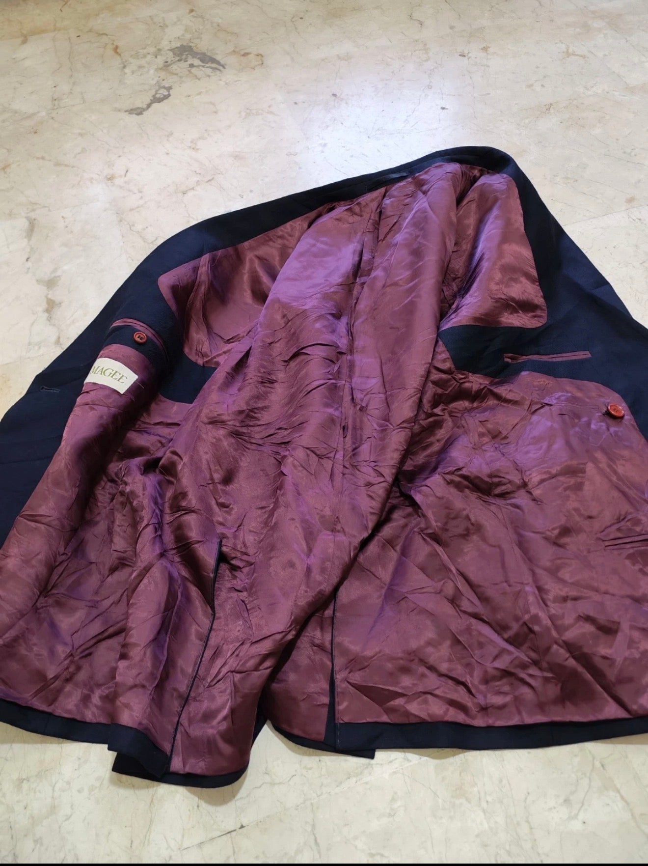 Vintage Magee pure wool double breasted gold button navy jacket blazer 42R