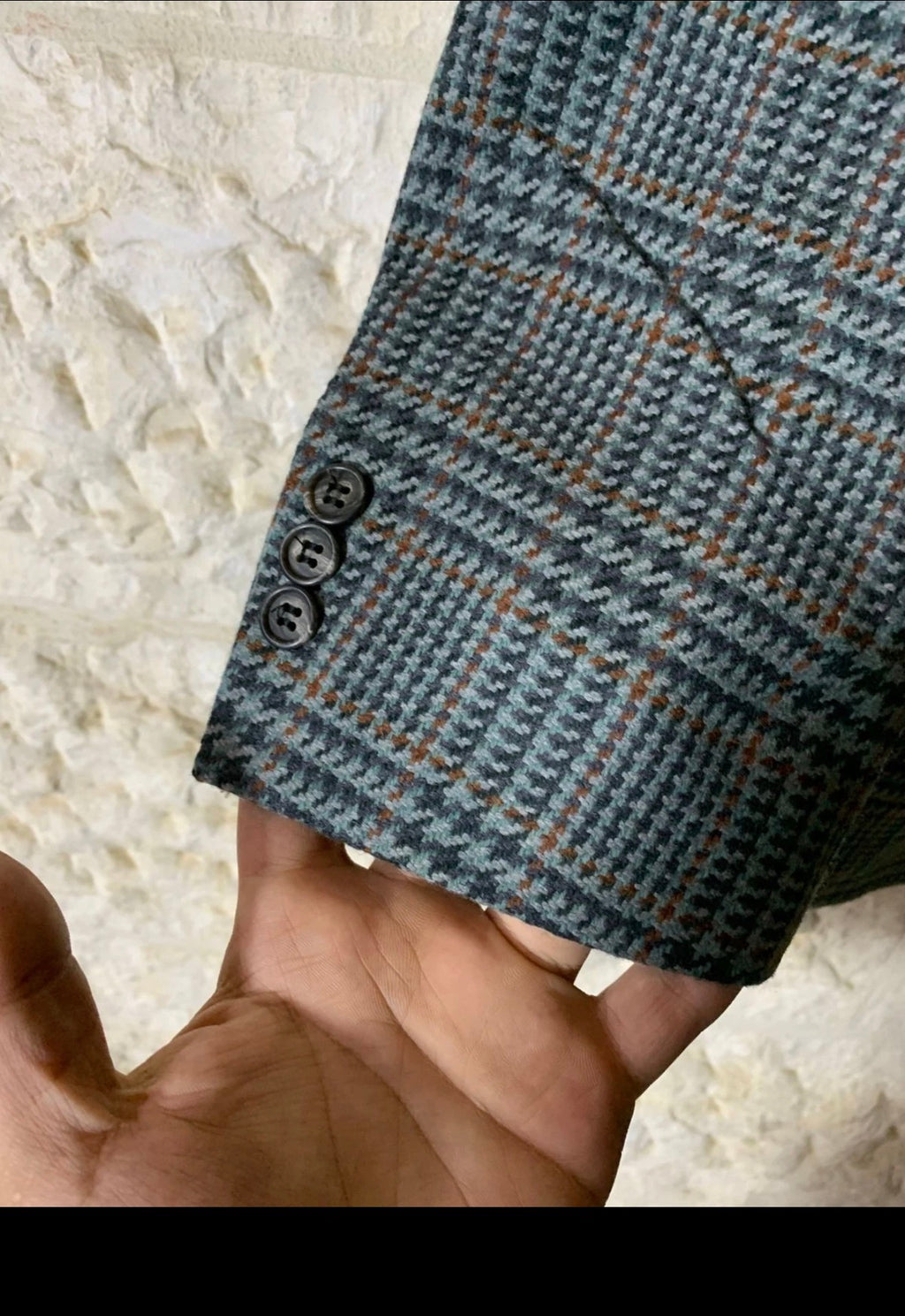 Vintage Walbusch Wool Cashmere classic glen check jacket blazer 42R
