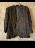 Vintage all worsted wool checked plaid classic jacket blazer 42S