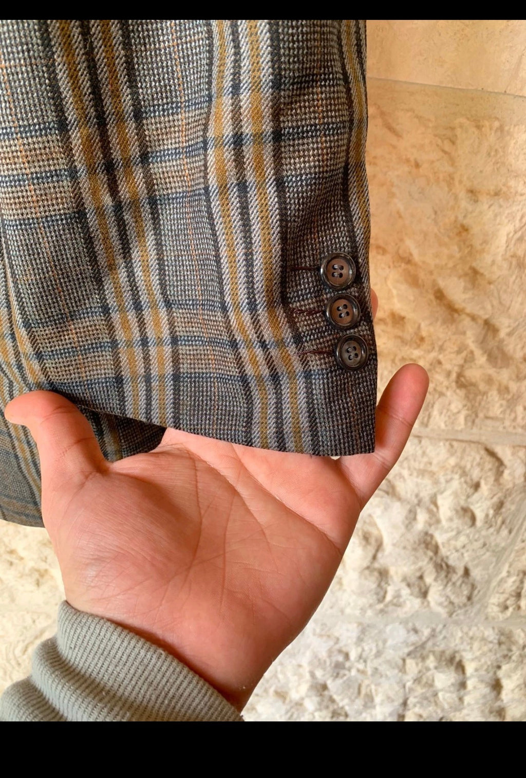Vintage all worsted wool checked plaid classic jacket blazer 42S
