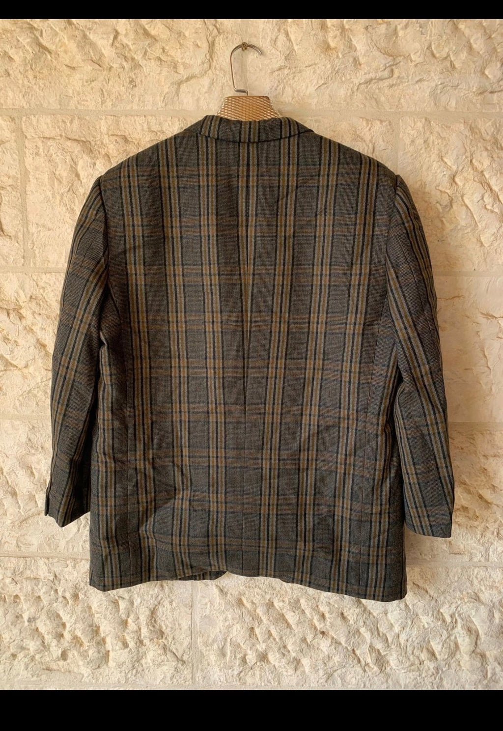 Vintage all worsted wool checked plaid classic jacket blazer 42S