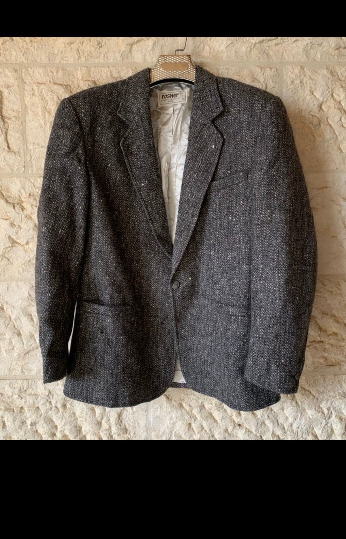 Vintage Rosner wool cotton blend charcoal classic hunting jacket blazer 42R