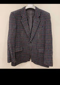 Vintage wool cotton tweed Windowpane plaid classic hunting jacket blazer 42R 42L