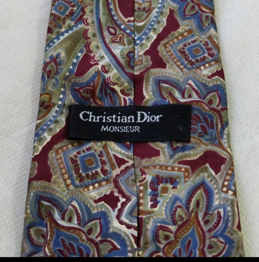 Vintage Christian Dior Monsieur 100% all silk luxury paisley floral neck tie