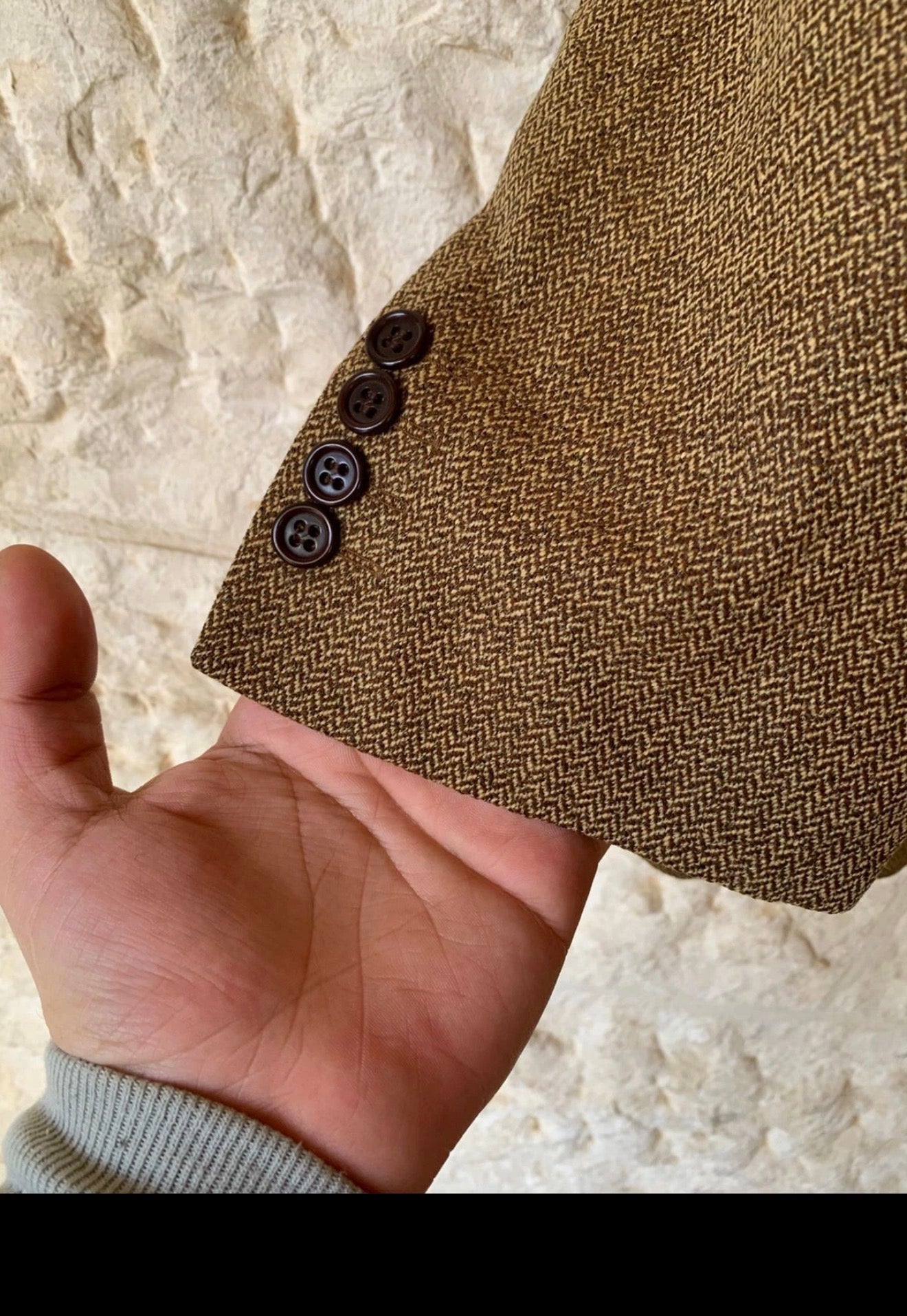 Vintage Classic Massimo Dutti wool silk brown herringbone jacket blazer 44R