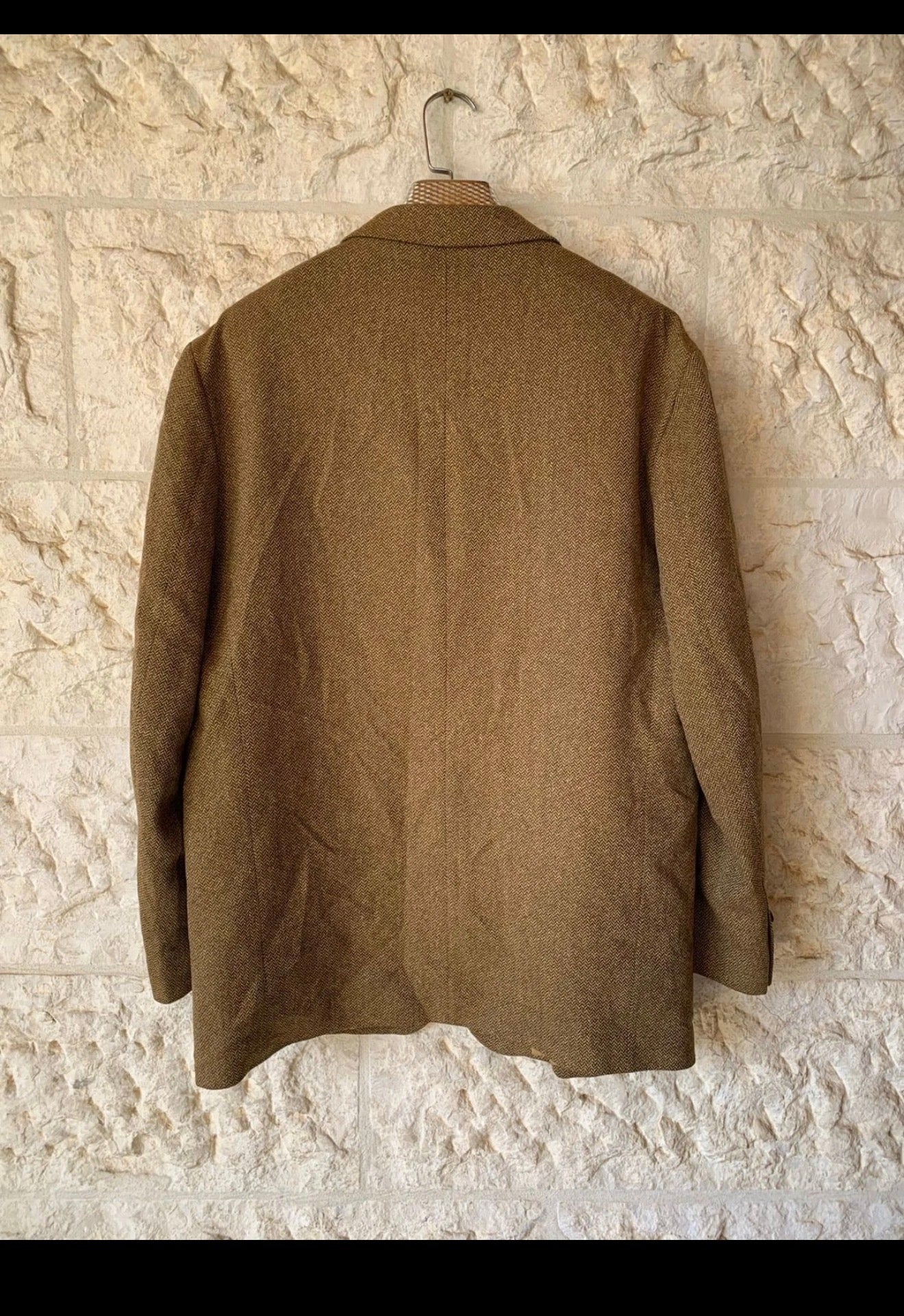 Vintage Classic Massimo Dutti wool silk brown herringbone jacket blazer 44R