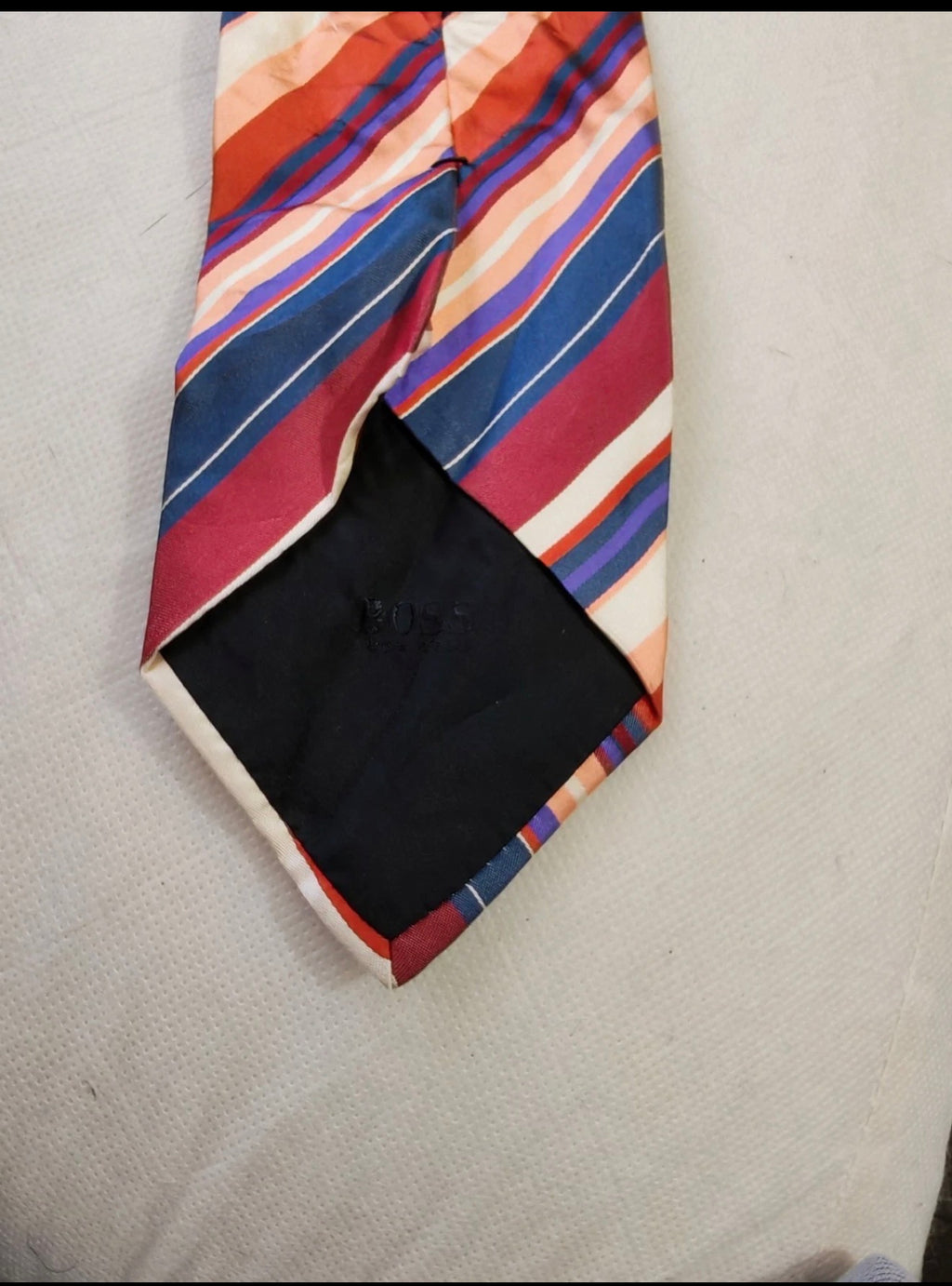 mens vintage Hugo Boss classic 100% all silk Retro luxury bar code neck tie