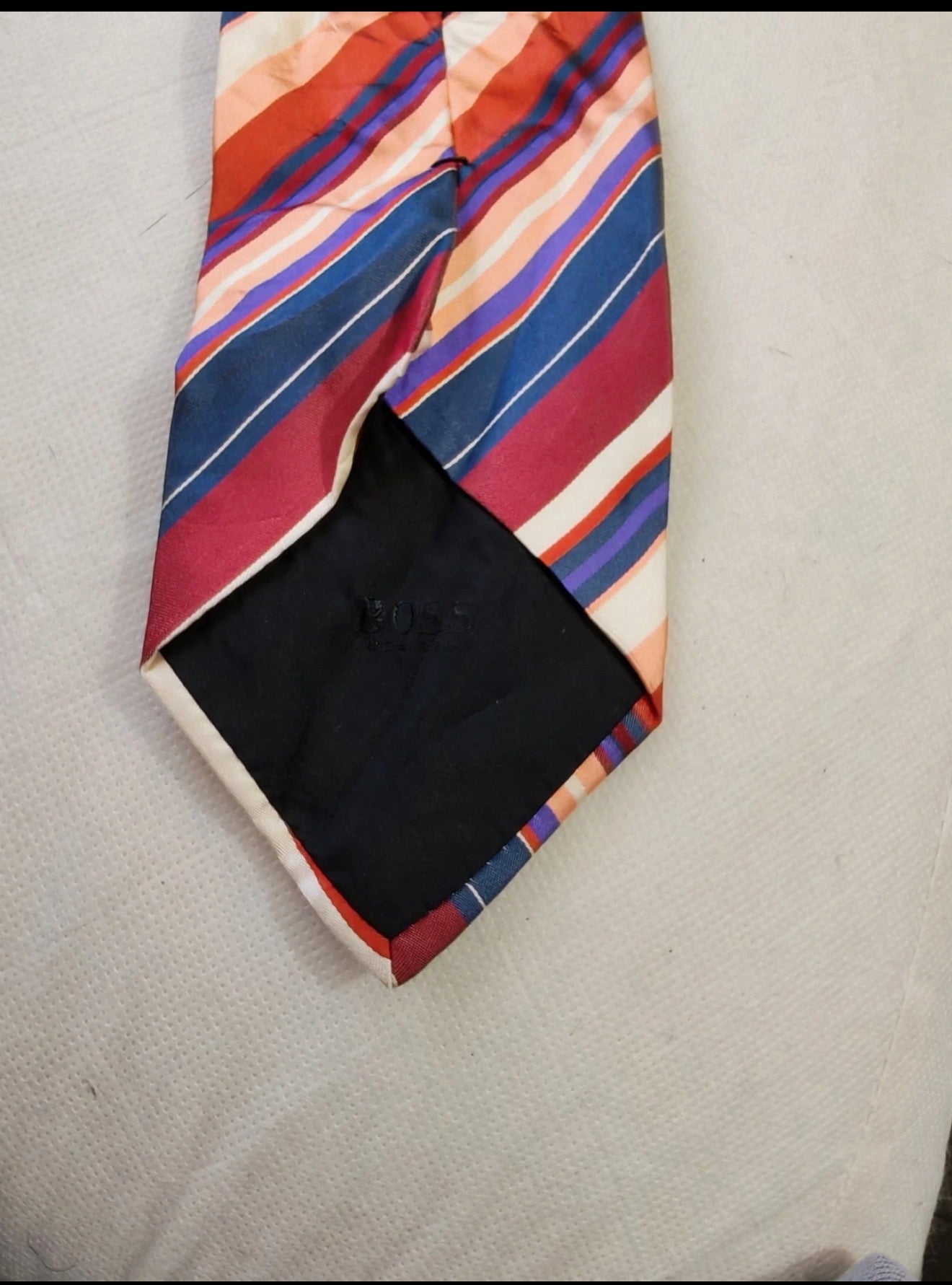 mens vintage Hugo Boss classic 100% all silk Retro luxury bar code neck tie