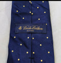 Vintage Brooks Brothers Makers 100% all silk luxury Navy Polkadots neck tie
