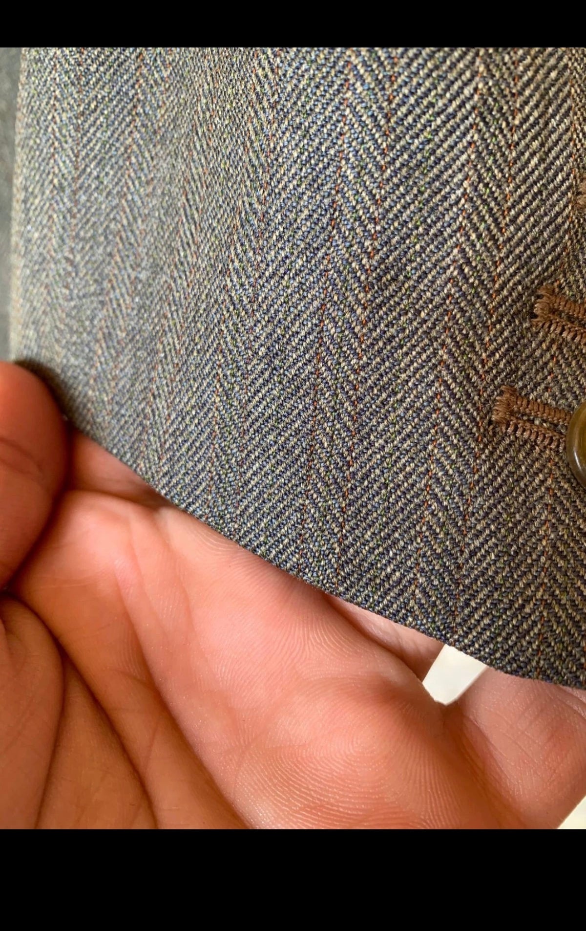 1970s Vintage all worsted wool herringbone greenish jacket blazer 38S