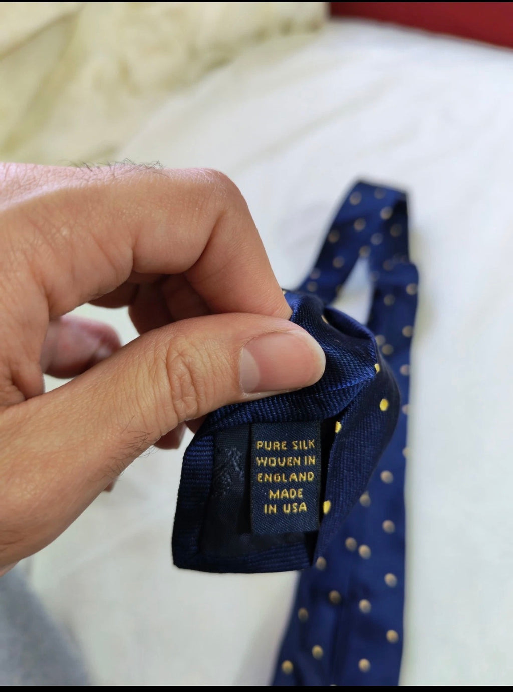 Vintage Brooks Brothers Makers 100% all silk luxury Navy Polkadots neck tie