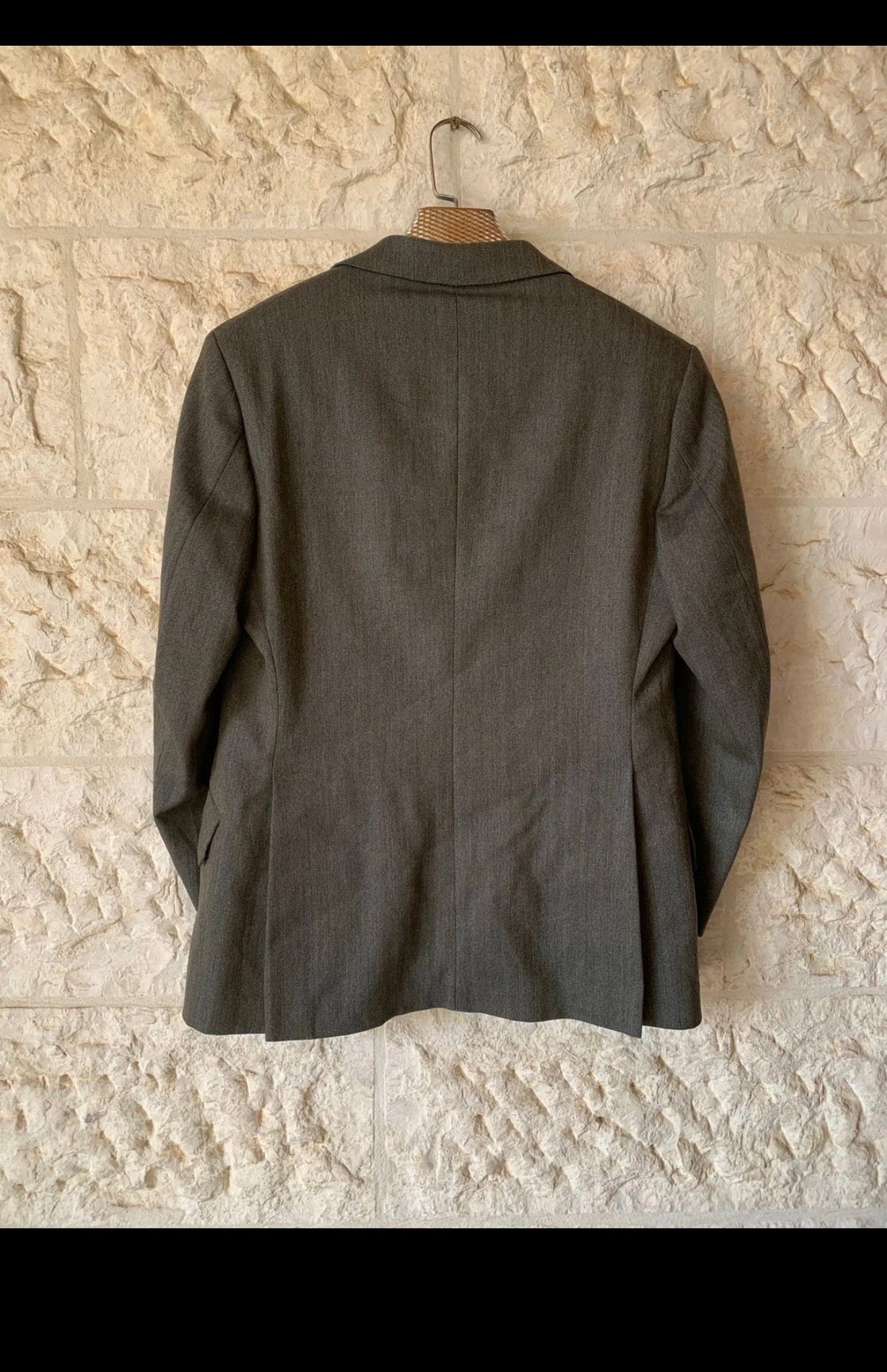 1970s Vintage all worsted wool herringbone greenish jacket blazer 38S