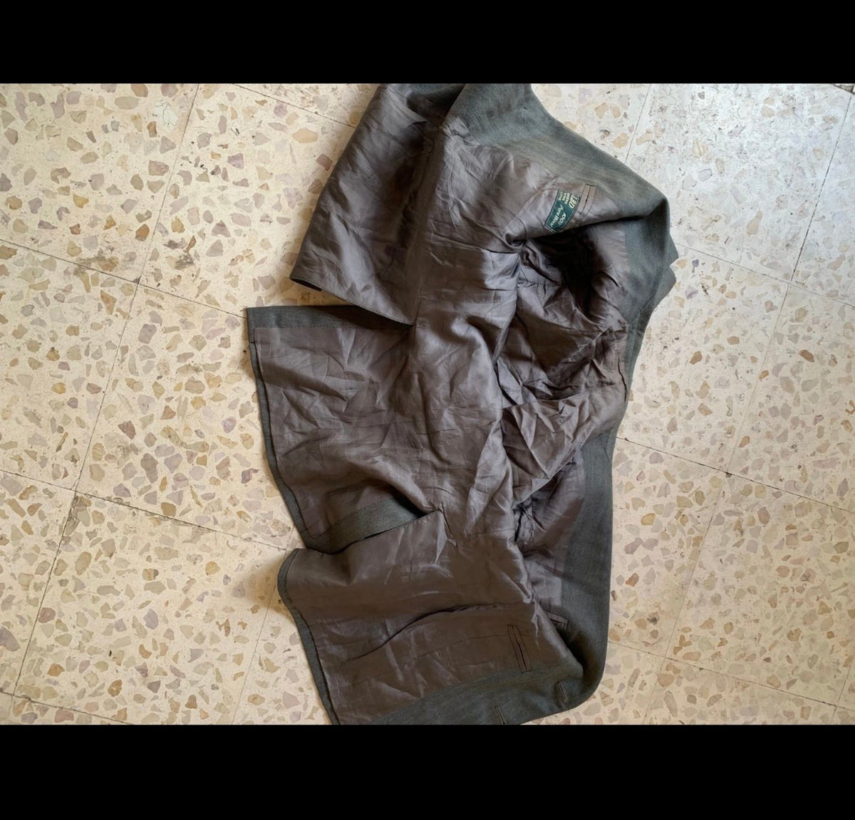 1970s Vintage all worsted wool herringbone greenish jacket blazer 38S