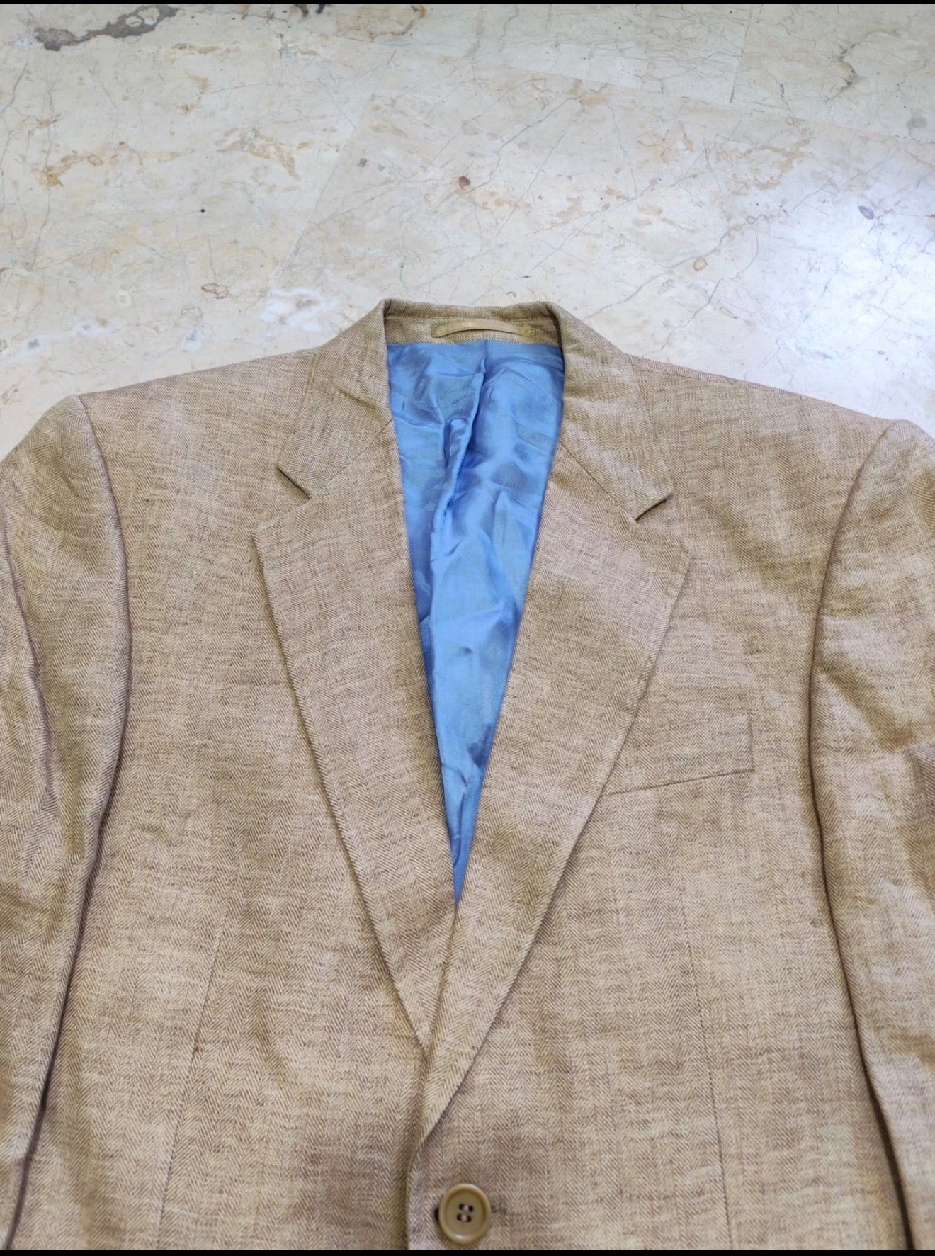 Vintage belzoni 100% pure Linen Classic beige summer jacket blazer 40L