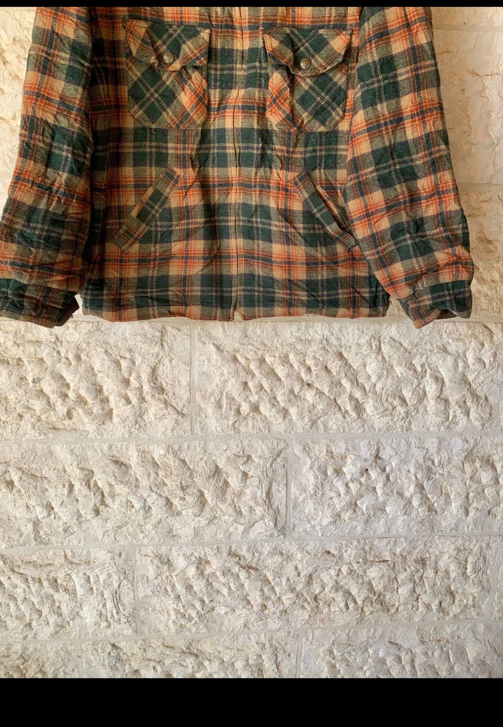 Vintage wool blended classic plaid sweater jacket 48R 48S XL
