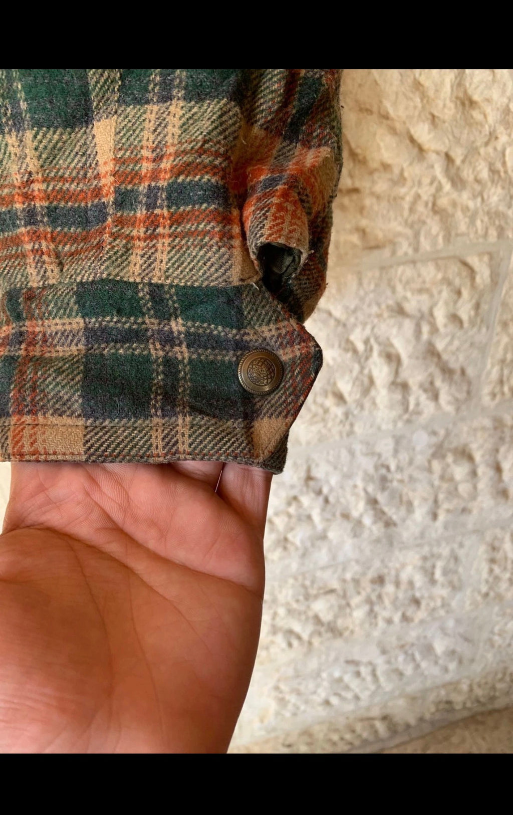Vintage wool blended classic plaid sweater jacket 48R 48S XL