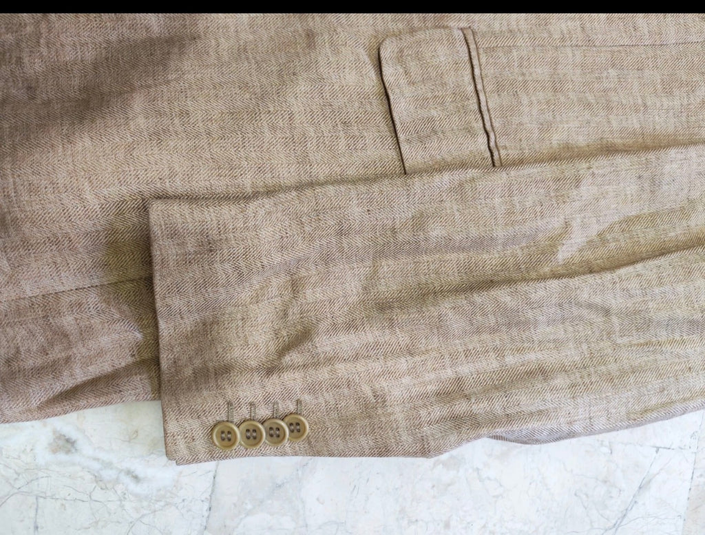 Vintage belzoni 100% pure Linen Classic beige summer jacket blazer 40L