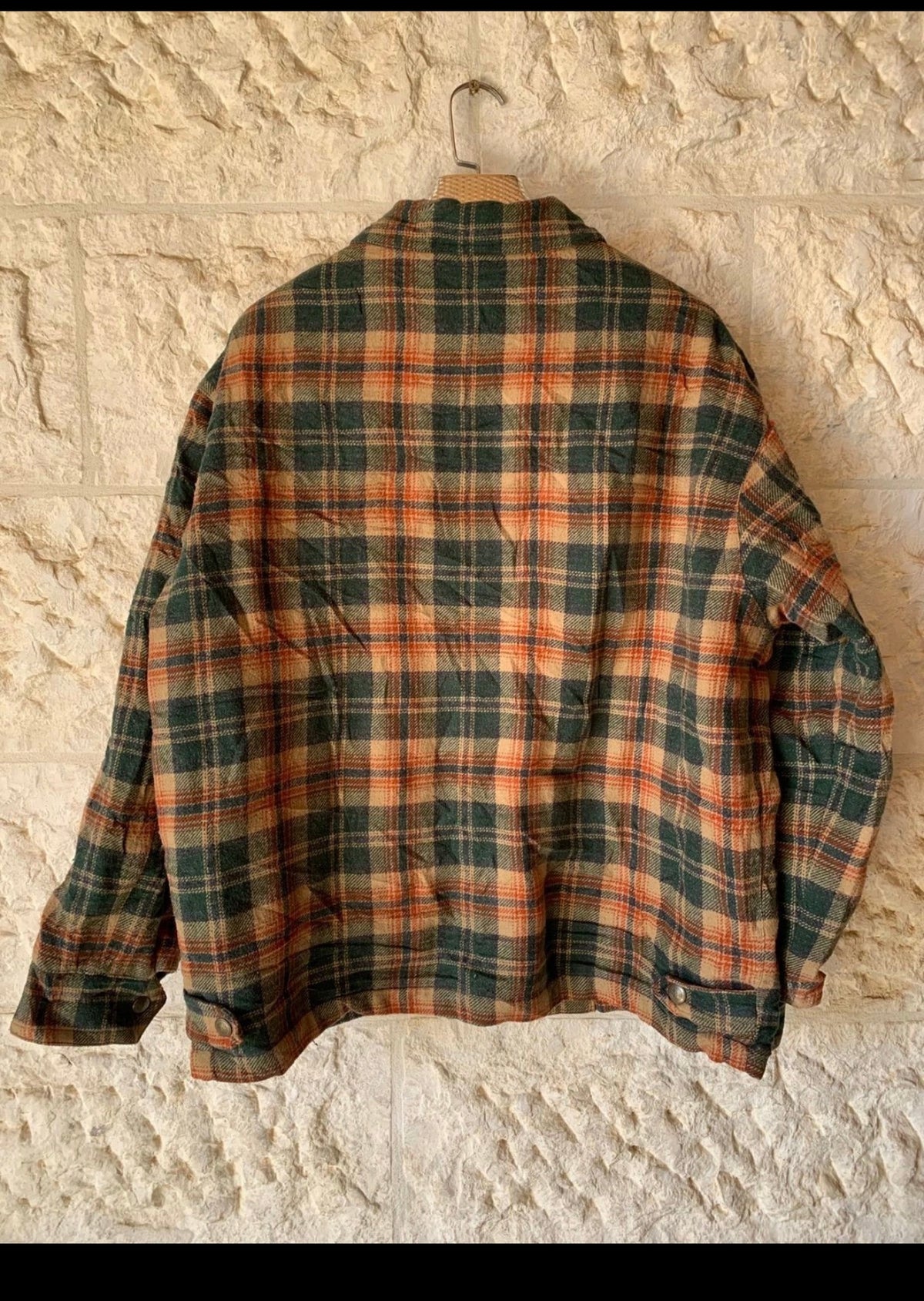 Vintage wool blended classic plaid sweater jacket 48R 48S XL
