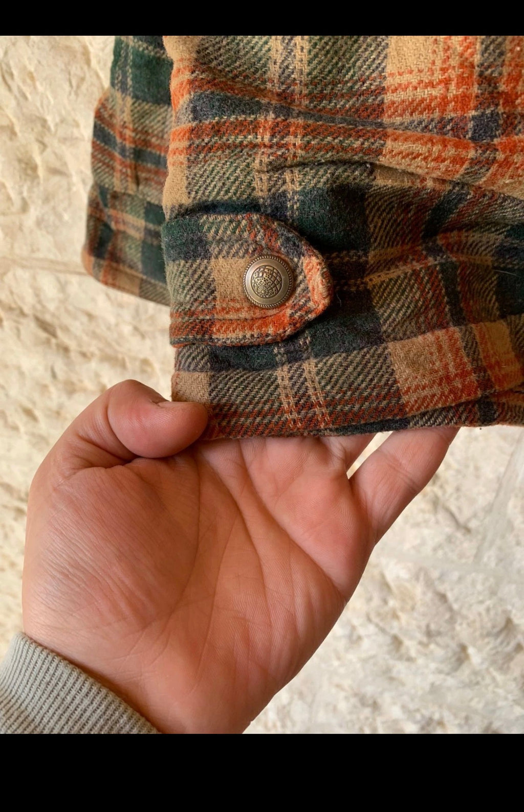 Vintage wool blended classic plaid sweater jacket 48R 48S XL