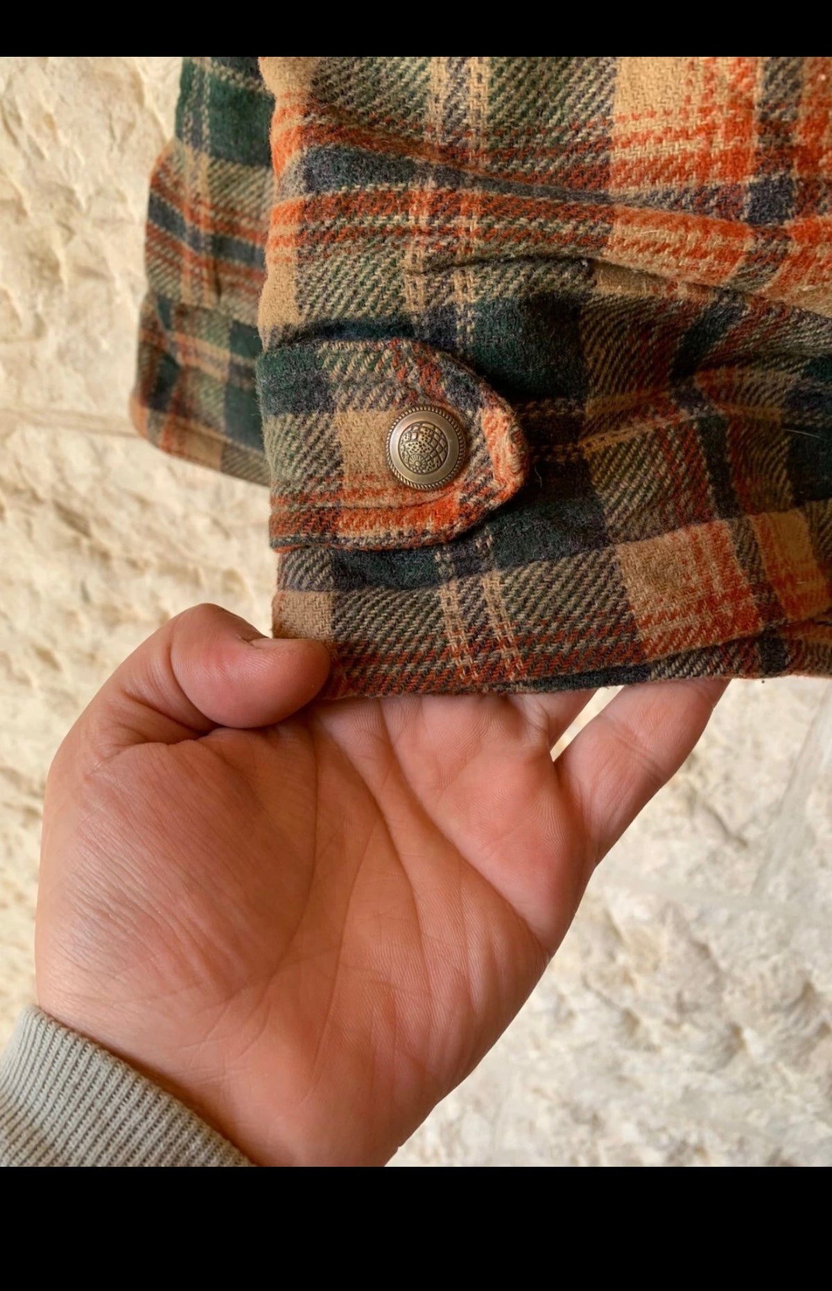 Vintage wool blended classic plaid sweater jacket 48R 48S XL