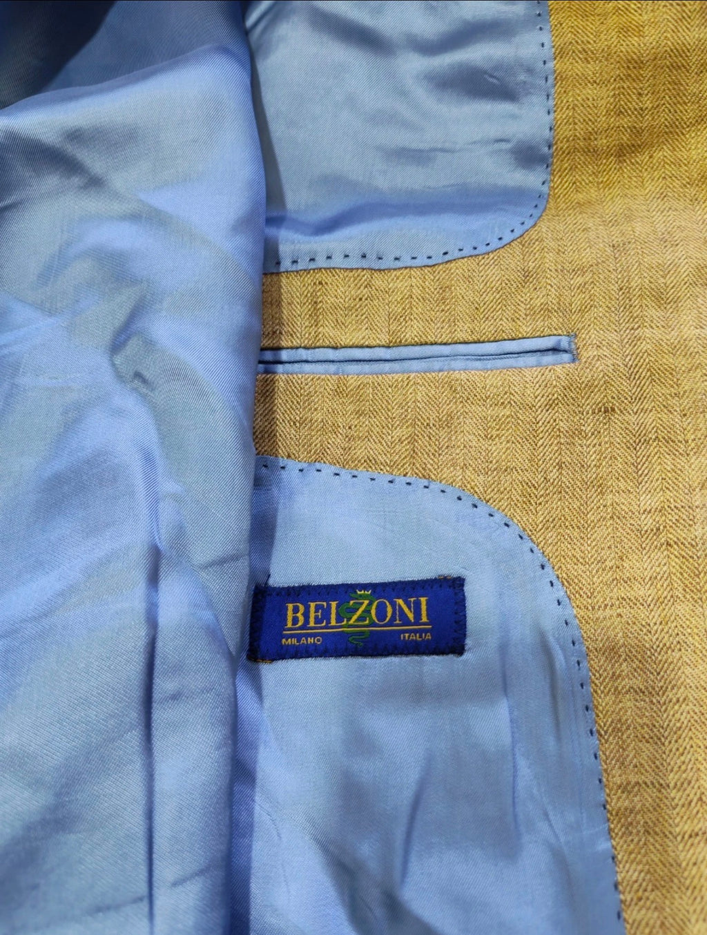 Vintage belzoni 100% pure Linen Classic beige summer jacket blazer 40L