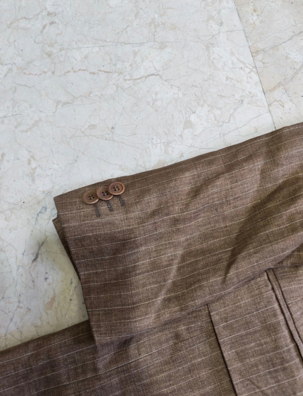 Vintage 100% pure Linen Classic brown striped summer jacket blazer 36R
